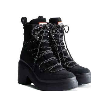 Hunter Explorer Mid Lace-Up Leather Heeled Boots